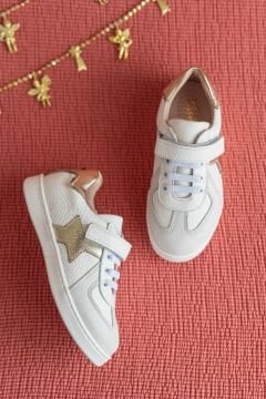 Moto-Gold Beyaz Kız Çocuk Deri Spor Ayakkabı