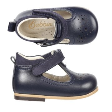 Handmade-First Step Children's Shoes Navy Leather