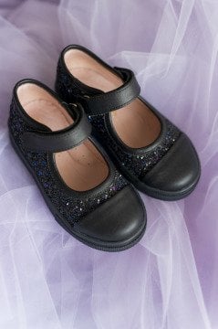 Siyah Simli Ortopedik Kız Çocuk Ayakkabı