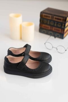 Marta-Siyah Deri Kız Çocuk Okul Ayakkabısı