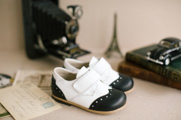 Handmade Velcro-Royal Black and White Men's Shoes