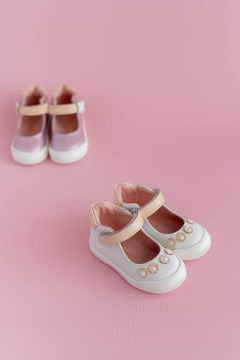 Adel- Hakiki Deri  Çiçekli Beyaz İlk Adım Kız Çocuk Ayakkabı