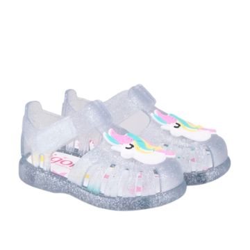 Igor Tobby Gloss Unicornıo-Transparente Glitter Çocuk Cırtlı Sandalet