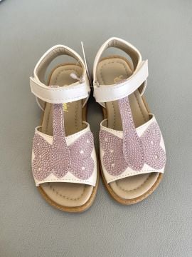 Mariposa-Kelebekli Ekru Vegan Kız Çocuk Sandalet