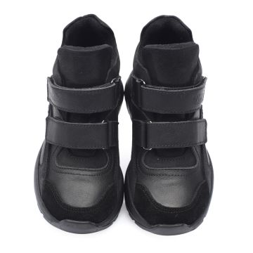 Karen-Siyah Simli Deri Kız Çocuk Botu