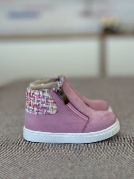 Merry-Pembe Fermuarlı Hakiki Deri Kız Çocuk Bot