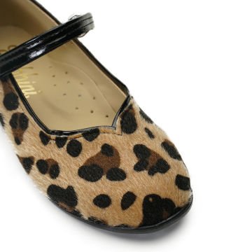 Love-Leopar Vegan Deri Kız Çocuk Babet