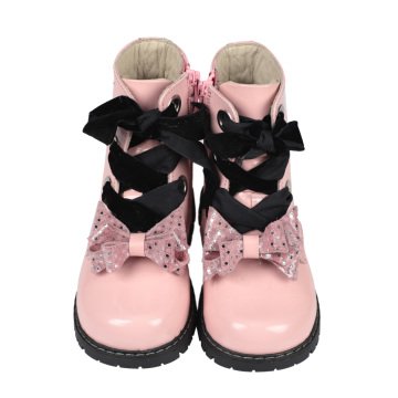 Pink patent leather bow Girl's Boots