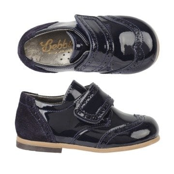 Handmade -Lacivert patent leather Velcro Men's Shoes