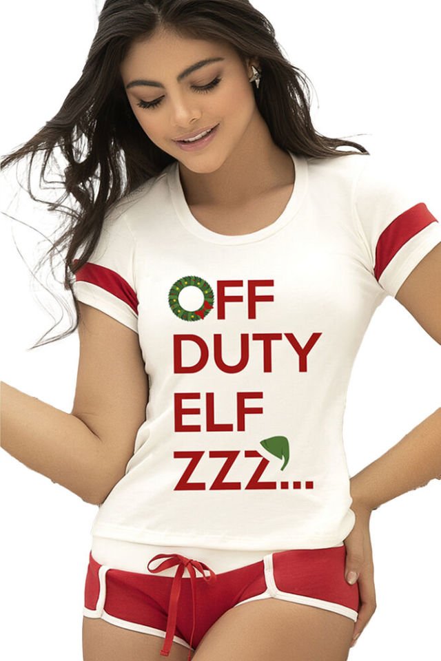 Kadın Beyaz Mini Şortlu Kısa Kol Pijama Takımı
