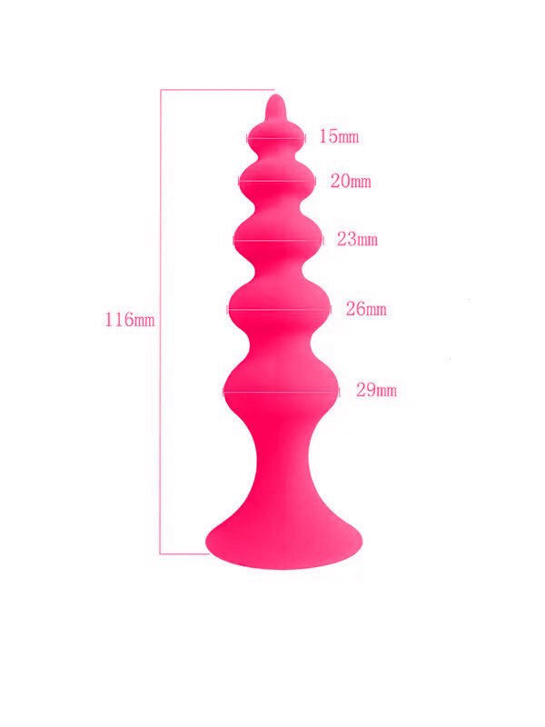 Censan Vantuzlu Boğumlu Silikon Anal Plug Pembe
