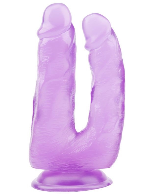 SECRETGAME Hi-Rubber Şeffaf Jel İkili Dildo - 18cm Mor - Gel penis, realistic, double dildo, forked penis, strapon penis, sex toys+18