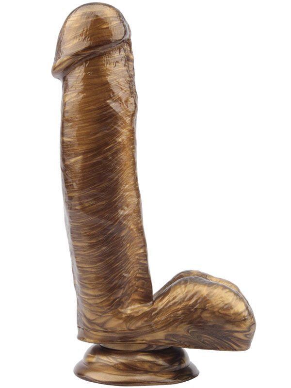 SECRETGAME Heywood Jablome 17.8cm Altın Rengi Dildo - Golden Dildo, realistic penis, suction cup testicles, dildo sex toys+18