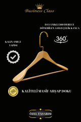 Business Class 5 Adet 44 Cm Masif Ahşap Gold İtalyan Kanca Takım Elbise Palto Ceket askısı