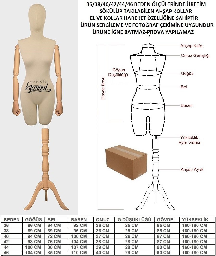 Ahşap Kukla Kollu Bayan Terzi Mankeni Kiralama