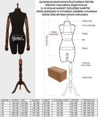 Ahşap Kukla Kollu Bayan Terzi Mankeni Kiralama