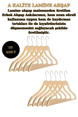 10 Adet A Kalite Lamine Erkek Ceket Askısı Gömlek Askısı Tişört Askısı Ahşap Askı