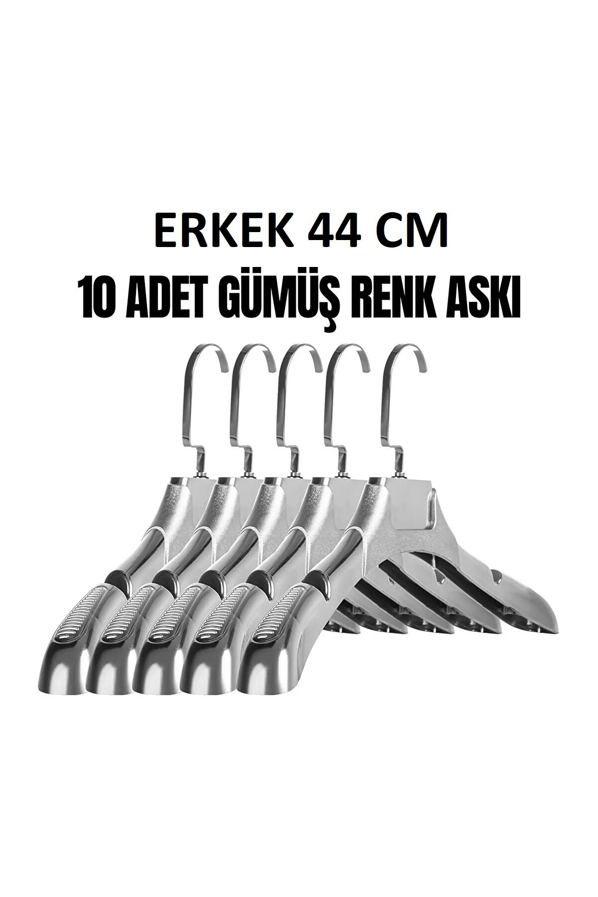 Erkek 44 Cm Gümüş Renk Ceket Askısı 10 Adet