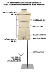 Pantolon Giyebilen 48 Beden Erkek Vitrin Amaçlı Terzi Mankeni