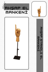 Siyah Yükseklik Ayarlı Eskiz Ahşap Model El Mankeni