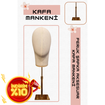 Özel Gold Standlı Kafa Mankeni Peruk Mankeni Aksesuar Mankeni