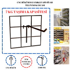 7 Kg Taşıma Kapasitesi CNC Büküm Siyah Tel Pano Kancası 15/20 Cm