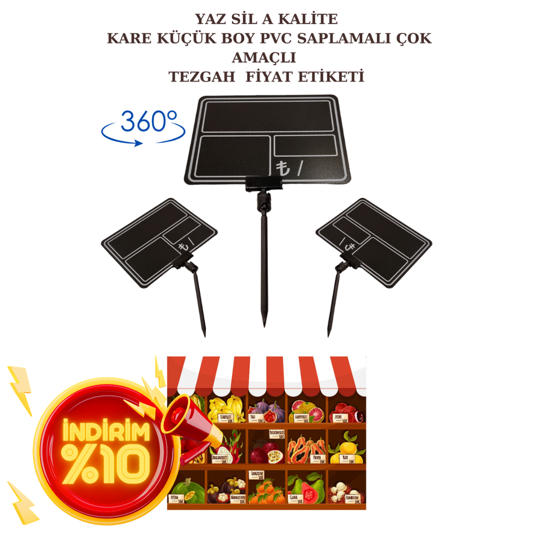 Yaz Sil Küçük Boy Saplamalı Fiyat Etiketi Pazarcı Etiketi Market Etiketi