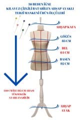 Kılavuz Çizgili 36-38-40 Beden İğne Batabilen Terzi Mankeni Prova Mankeni