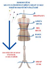 Kılavuz Çizgili 36-38-40 Beden İğne Batabilen Terzi Mankeni Prova Mankeni