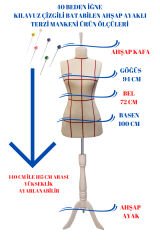 Kılavuz Çizgili 36-38-40 Beden İğne Batabilen Terzi Mankeni Prova Mankeni