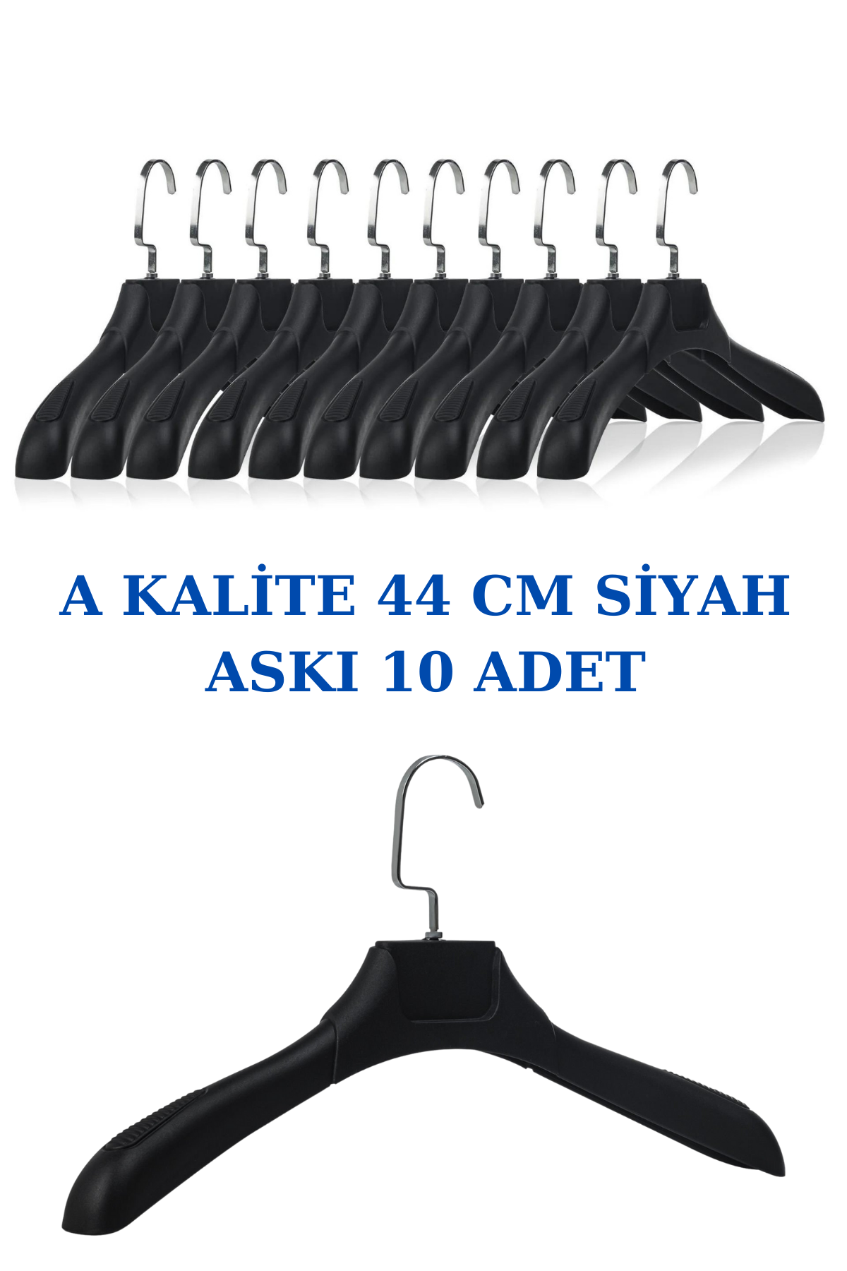 10 Adet A Kalite 44 cm Plastik Ceket  Askısı Elbise Askısı