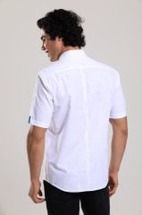 Klasik Kesim Kısa Kollu Beyaz Desenli Erkek Gömlek 541-111