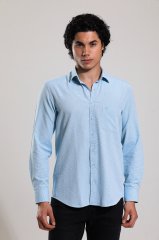 Klasik Kesim Uzun Kollu Mavi Armürlü Erkek Gömlek 460-260