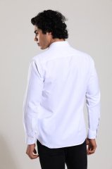 Klasik Kesim Uzun Kollu Beyaz Armürlü Erkek Gömlek 460-253