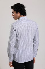 Klasik Kesim Uzun Kollu Çizgili Gri Erkek Gömlek 540-261