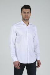 Slim Fit Uzun Kollu Beyaz Erkek Gömlek 480-002