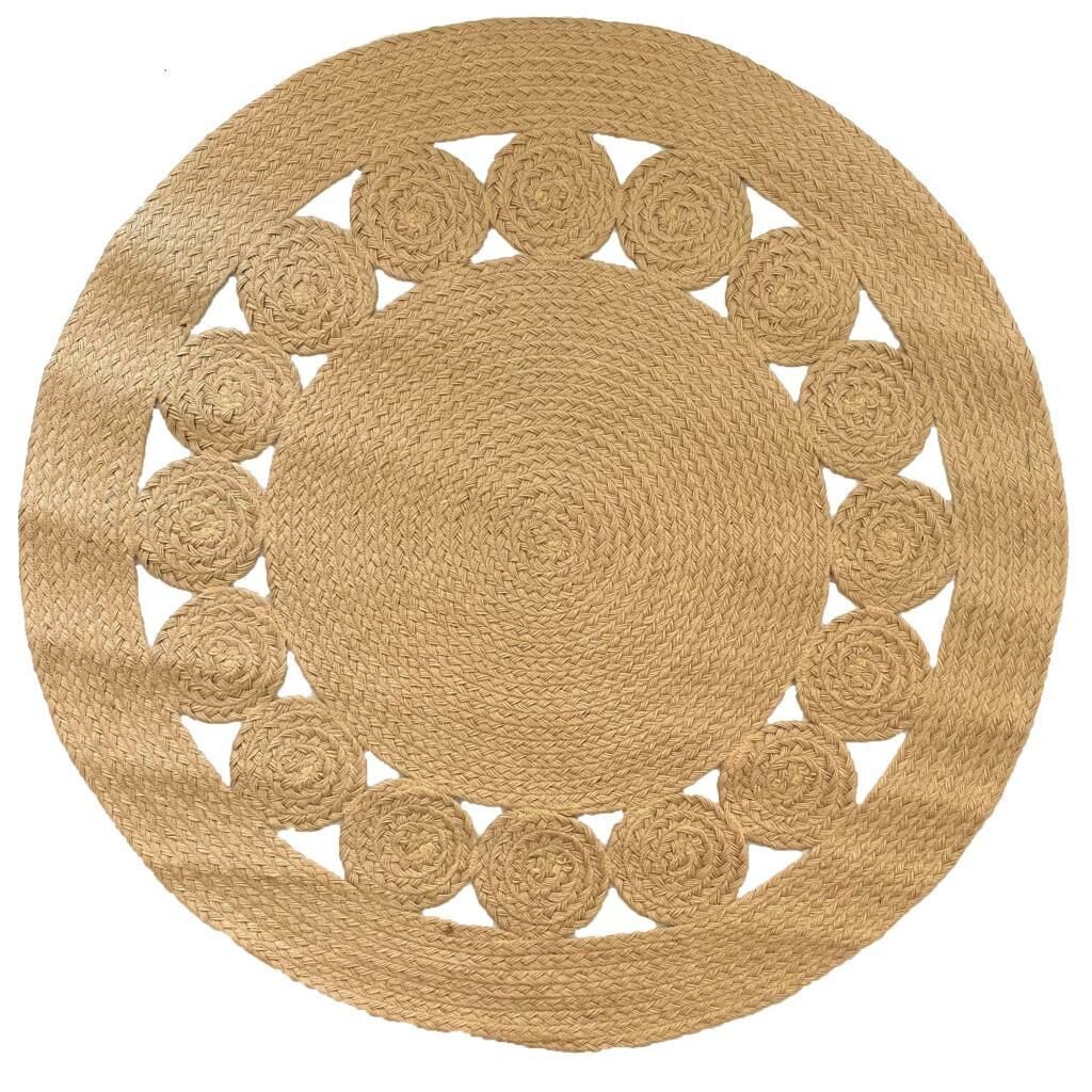 Paspasçım Ufo Yuvarlak Jüt Halı Örgü Hasır Kilim