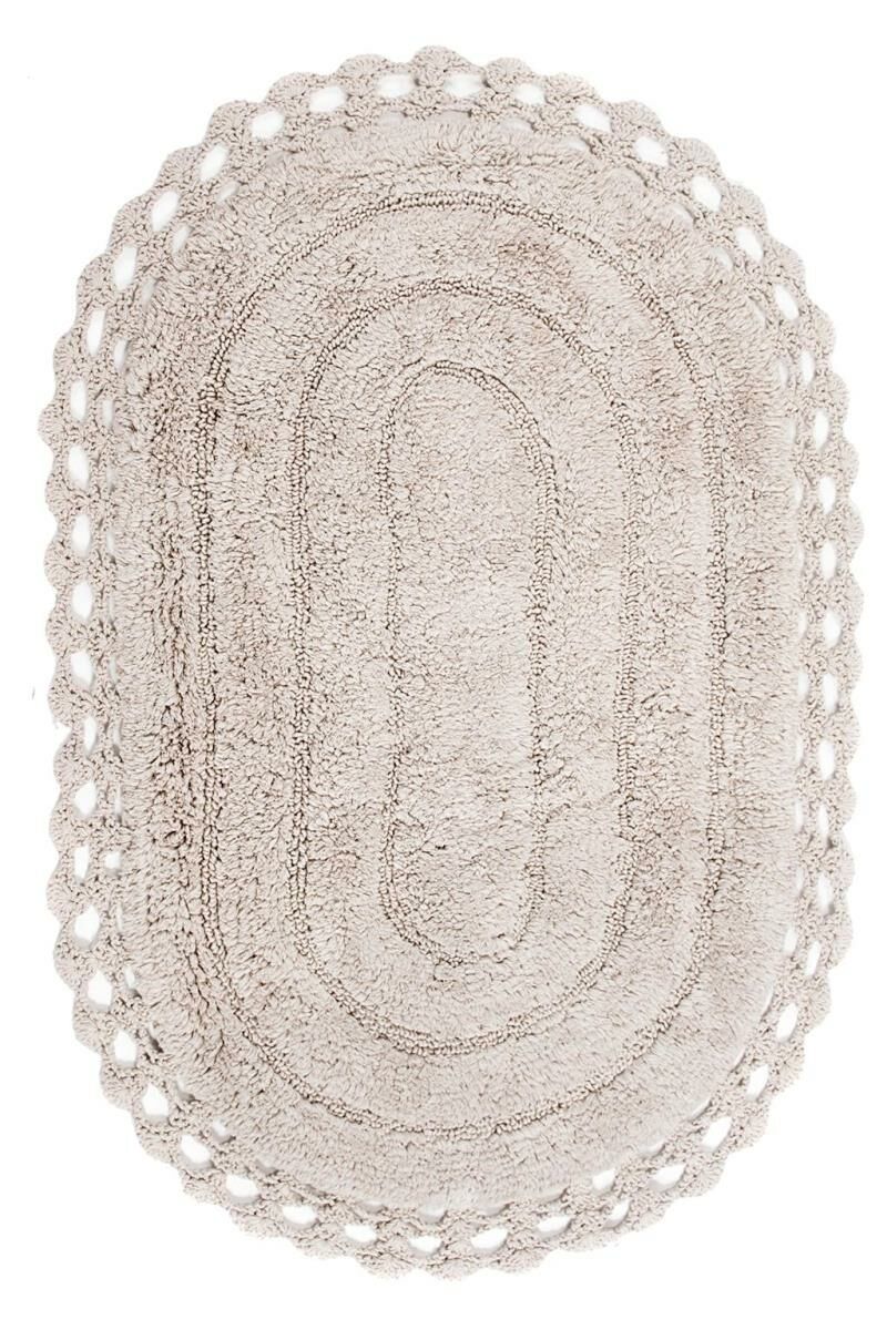 Giz Home Lace Oval El Yapımı Pamuklu Banyo Paspası Stone Taş
