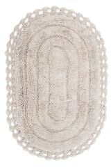 Giz Home Lace Oval El Yapımı Pamuklu Banyo Paspası Stone Taş