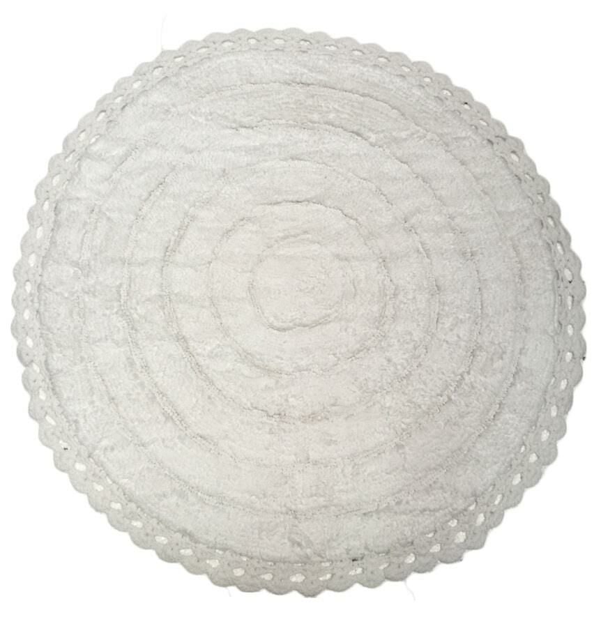 Giz Home Lace Yuvarlak El Yapımı Pamuklu Banyo Paspası Beyaz