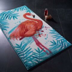 Confetti Flamingo Turkuaz 80x140 Banyo Paspası Kaymaz Halı