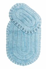 Giz Home Lace 2'li Set Klozet Takımı Oval Banyo Paspası Mavi