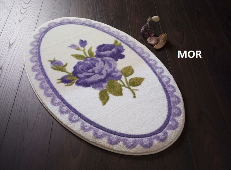Confetti Rosa 80x130 Oval Oymalı Kaymaz Banyo Paspası