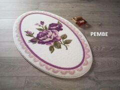 Confetti Rosa 80x130 Oval Oymalı Kaymaz Banyo Paspası