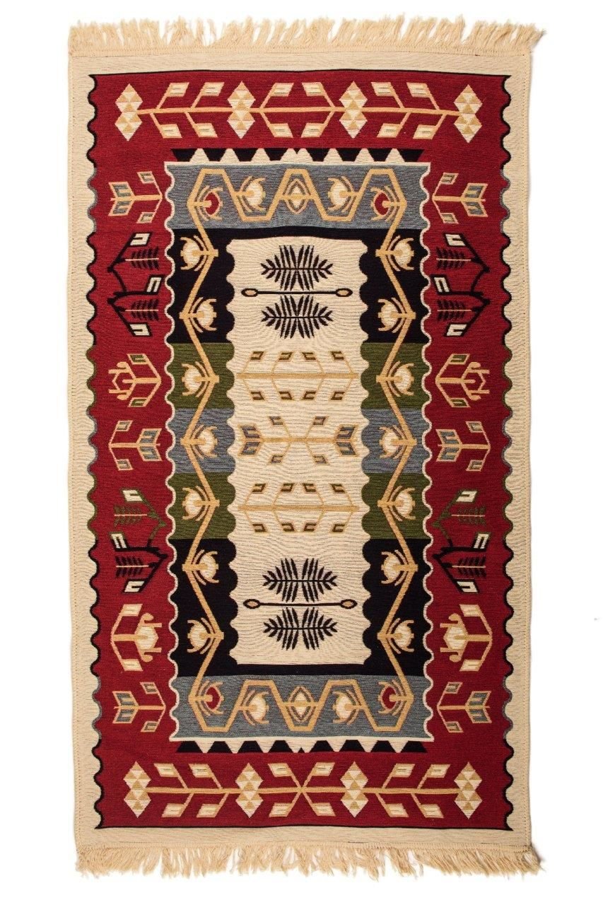 Giz Home Geleneksel Pamuklu Çift Taraflı Kilim Halı Başak