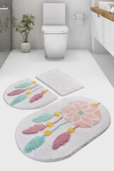 Chilai Home Rüya 3'lü Set Klozet Takımı Banyo Paspası Beyaz