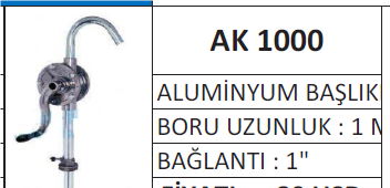 KOLLU VARİL POMPALARI - AK 1000