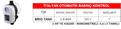 İTALYAN OTOMATİK BASINÇ KONTROL -BRIO TANK