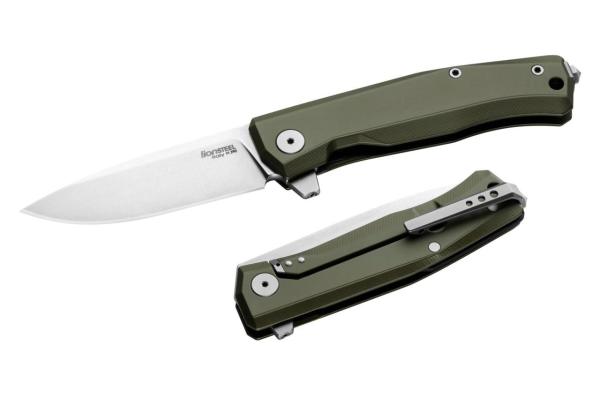 Lionsteel MT01A GS Myto Stone Washed M390 Blade, Green Aluminium Handle Çakı