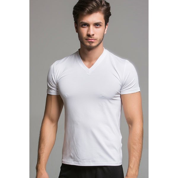 Thermoform Microfiber V Yaka T-Shirt Beyaz L